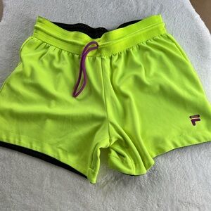 Fila Women's Neon Yellow/Black Reversible athletic shorts